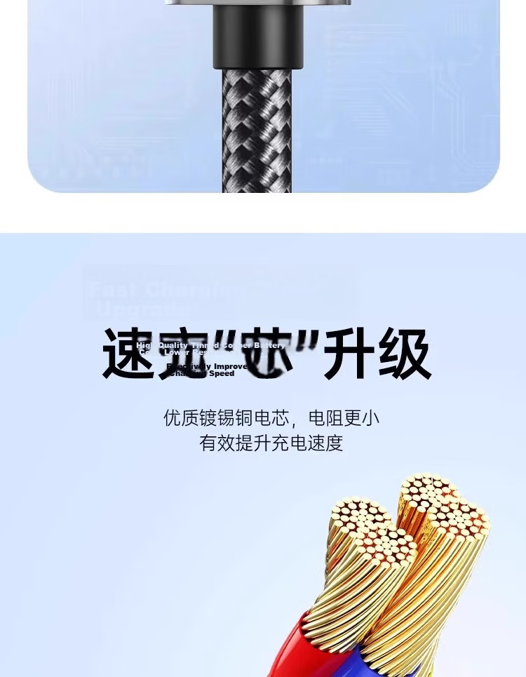 3-in-1 Data Cable 6A Fast Charging 100W Multi-Charger Cable Compatible with iPhone Apple Type-C Huawei Xiaomi Car Charger 1m 7