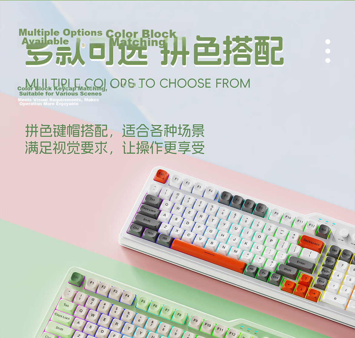 HP K360 Tri-Mode Wireless Bluetooth Keyboard with RGB Lighting, Mechanical Feel, Gaming And Office Use, Black And Gree 4