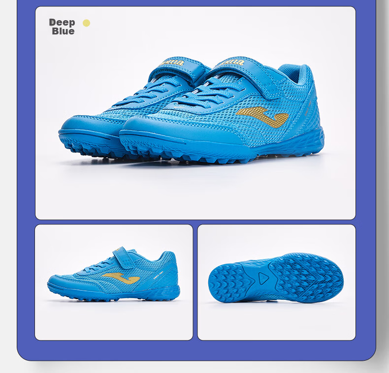JOMA Soccer Shoes for Children TF Turf Cleats Boys Girls Youth Breathable Mesh Velcro Training Shoes Royal Blue Size 36 14