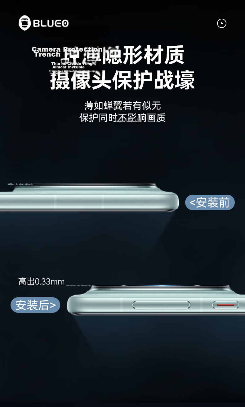 BLUEO AR Anti-Reflective Lens Protector for Huawei Mate60 Rear Camera High-Transparency Shockproof Phone Protective Film 10
