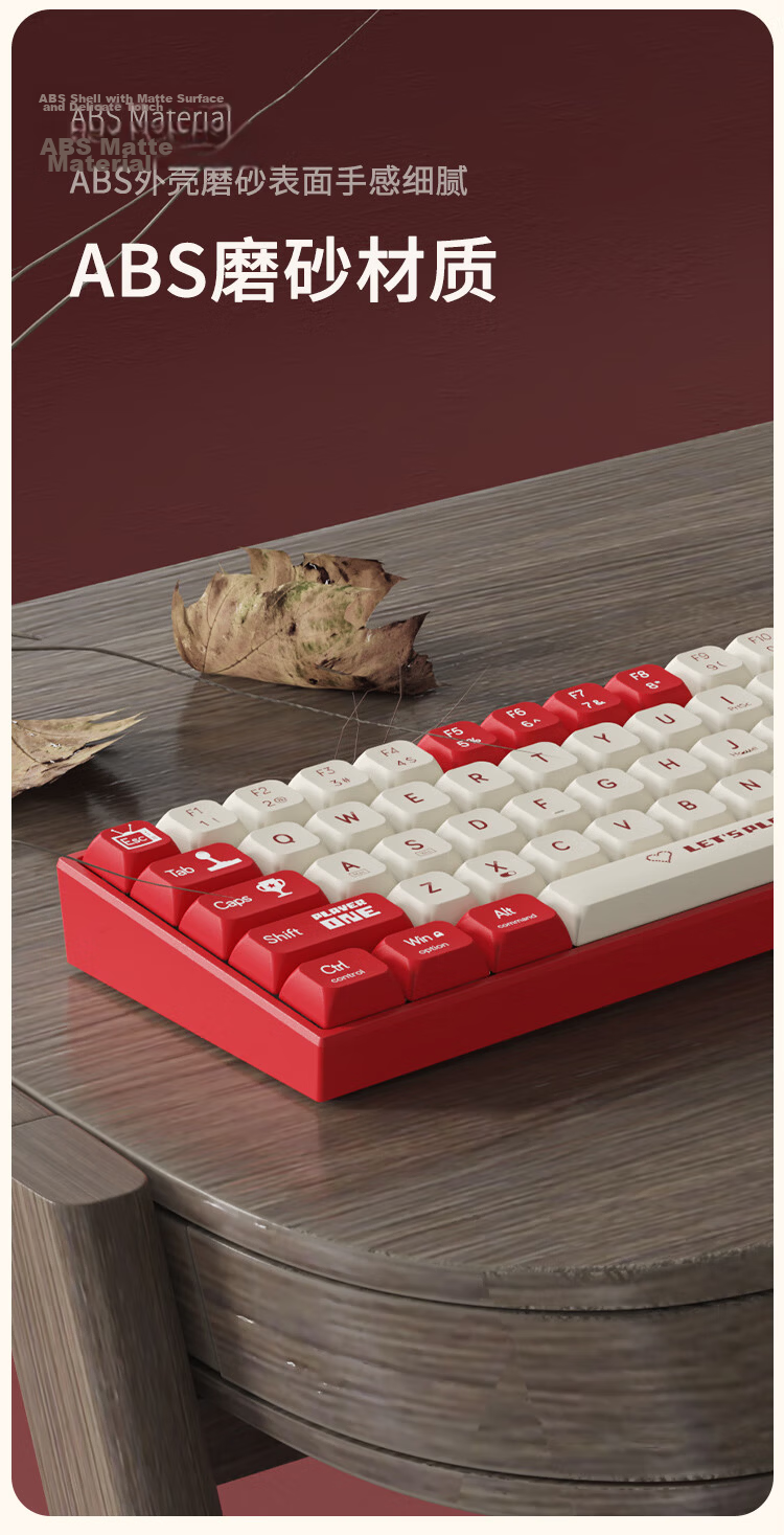 AJAZZ AK680 Wired Mechanical Keyboard, Dual-Color Keycaps, 68 Keys, Full Hot-Swappable, Customizable Mechanical Keyboard, Mixed Colorful Lighting Effects, Portable And Compact, Red And White, Blue Switches 7