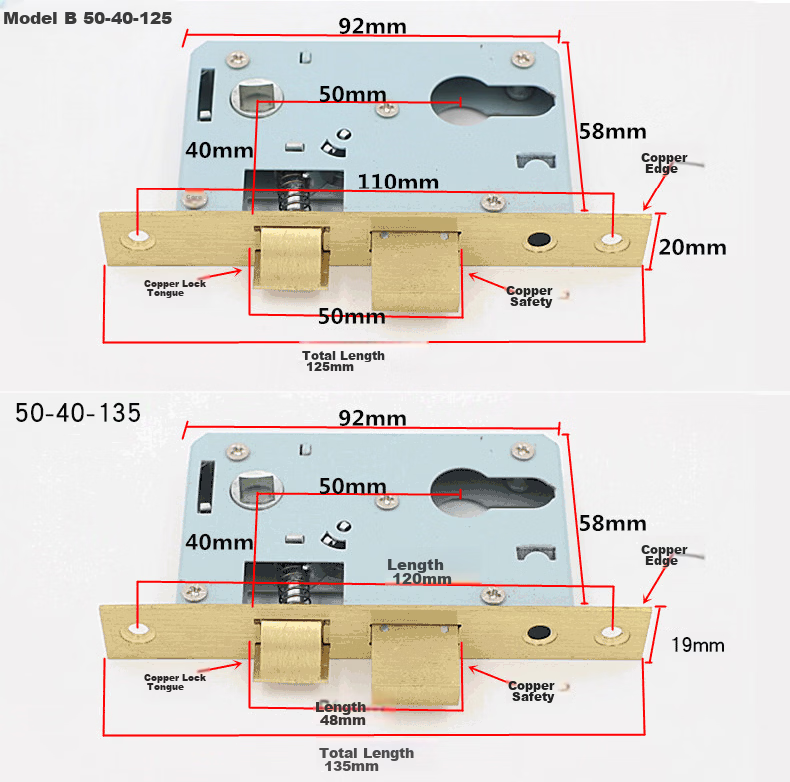 HOTUN Door Lock for Indoor Bedroom Doors, Adjustable Size, Suitable for Bathroom Solid Wood Doors, Universal Handle KTS01-160 8