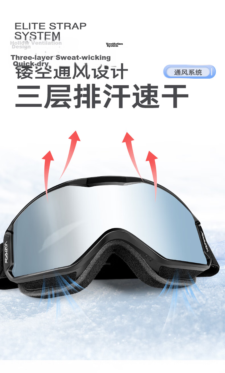 VOZAPOW Magnetic Ski Goggles with Double-Layer Anti-Fog Coating, High-Definition Snow Protection, And Anti-Glare Lenses for Men And Women with Prescription Lenses 13