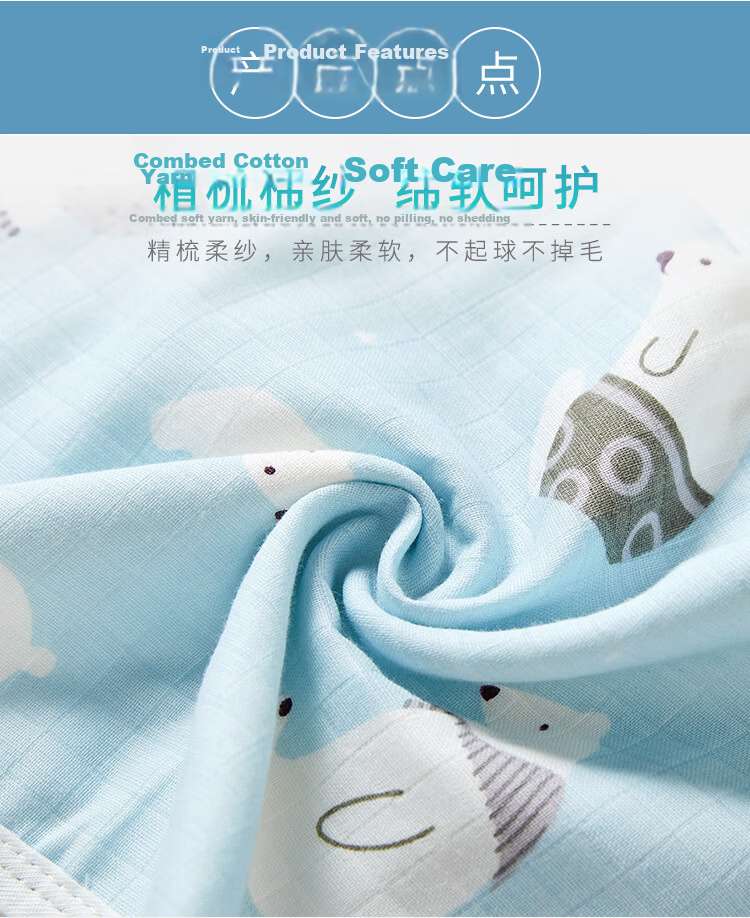 Xiqinbao Baby Burp Cloth, 6-Layer Gauze, Newborn Bib, Baby Cloud Pillow [2-Pack Class A], Blue 5