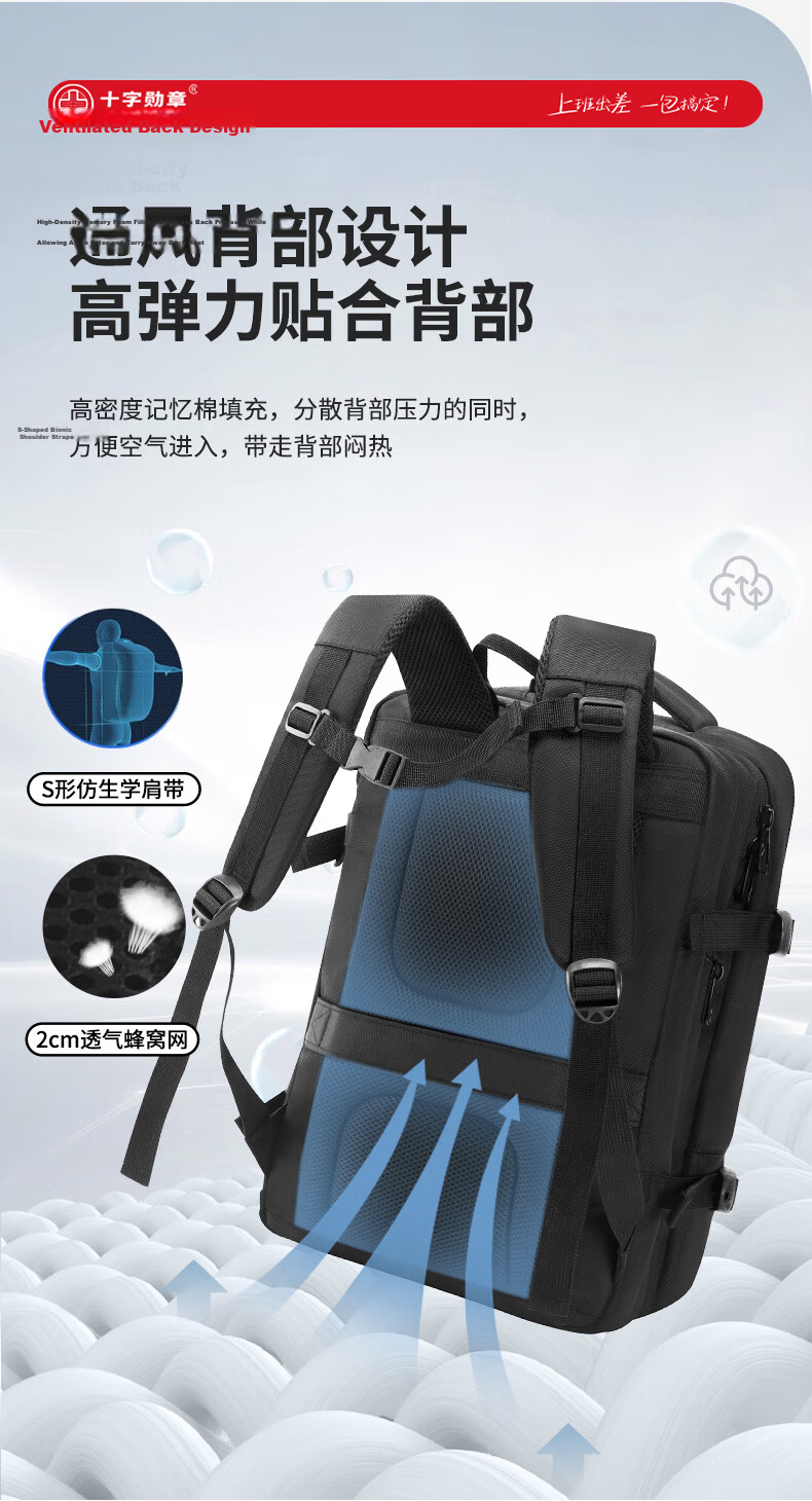 CROSSGEAR Cross Medal Swiss Army Knife Backpack Business Travel Bag for Men 17.3-inch Laptop Expandable Backpack 14
