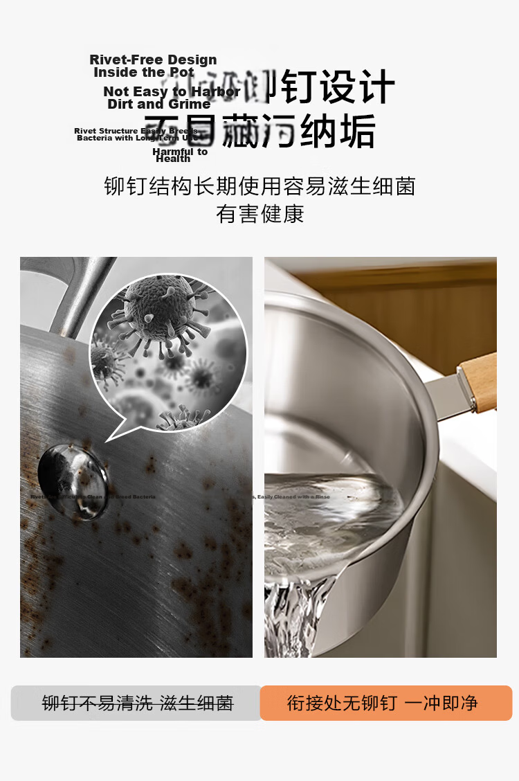 JD Original Milk Pot, 316 Stainless Steel, [With Free Steamer], Suitable for Baby Food, Noodles, Heating Milk, Compatible with Induction And Gas Stoves, 20cm 14