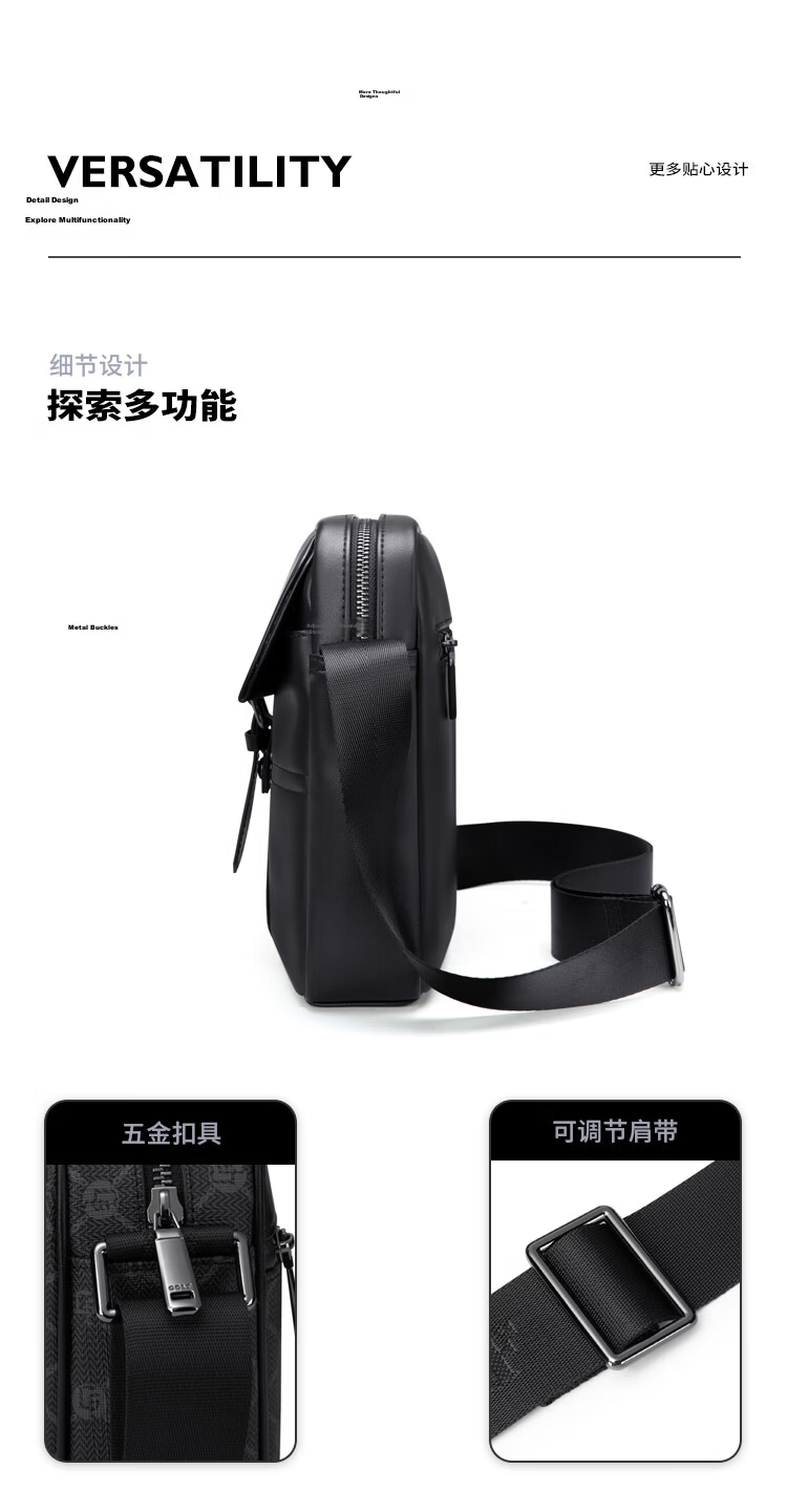 GOLF Men's Printed Single Shoulder Crossbody Bag Multi-Compartment Waterproof Business Commuter Bag for Phone and iPad 11