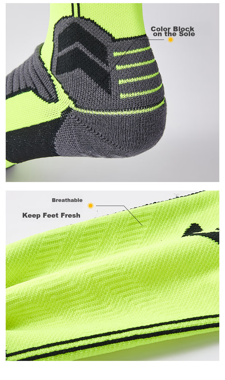JOMA Mid-Calf Soccer Socks for Adults, Silicone Non-Slip Anti-Fall Towel Bottom Sports Socks, Sweat-Absorbing Breathable Odor-Resistant Football Socks 9