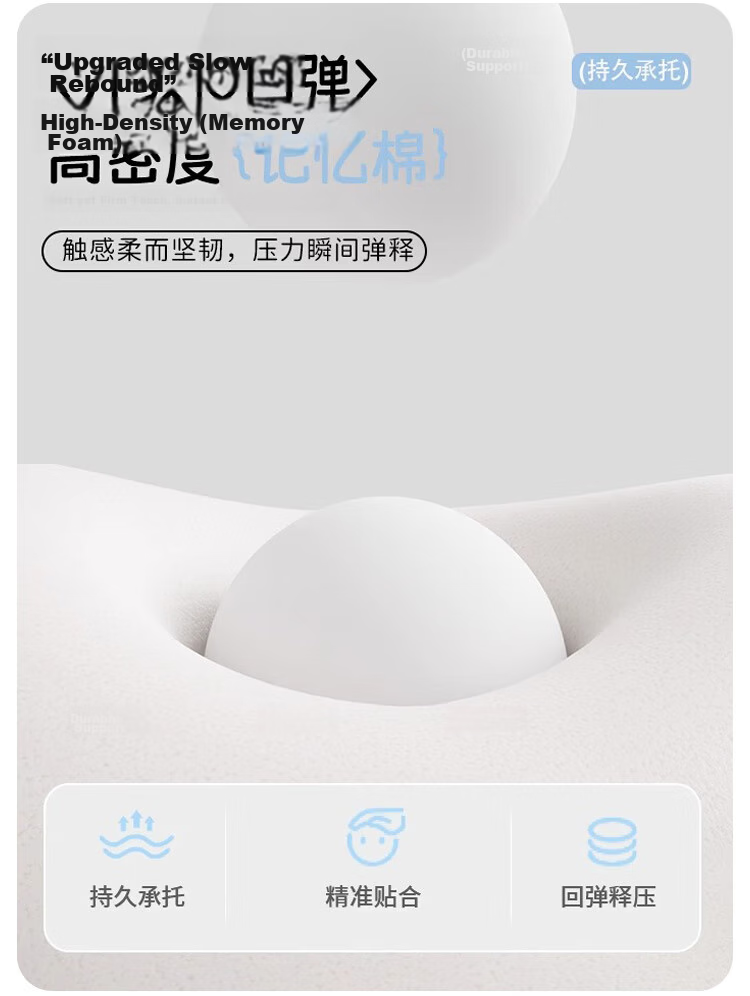 MINISO Multifunctional Memory Foam Pillow Core, Bed Prone Sleeping Pillow, Prone Pillow, Backrest Pillow, Specialized Phone Pillow for Use While Playing Games 26