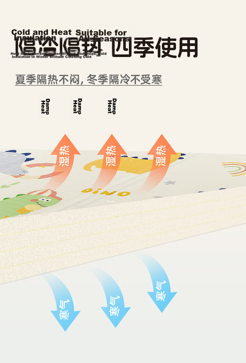 Babamama XPE Crawling Mat for Babies, Double-Sided Non-Slip Thickened 2cm Foldable Floor Mat 150*180 6