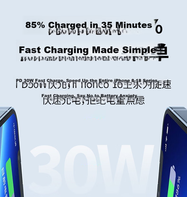 Masentek PD30W Fast Charger Adapter for Apple iPhone 18/17/16/15/14/13 Pro Max/12/11 Plus Tablet Type-C Cable 20/40W 5