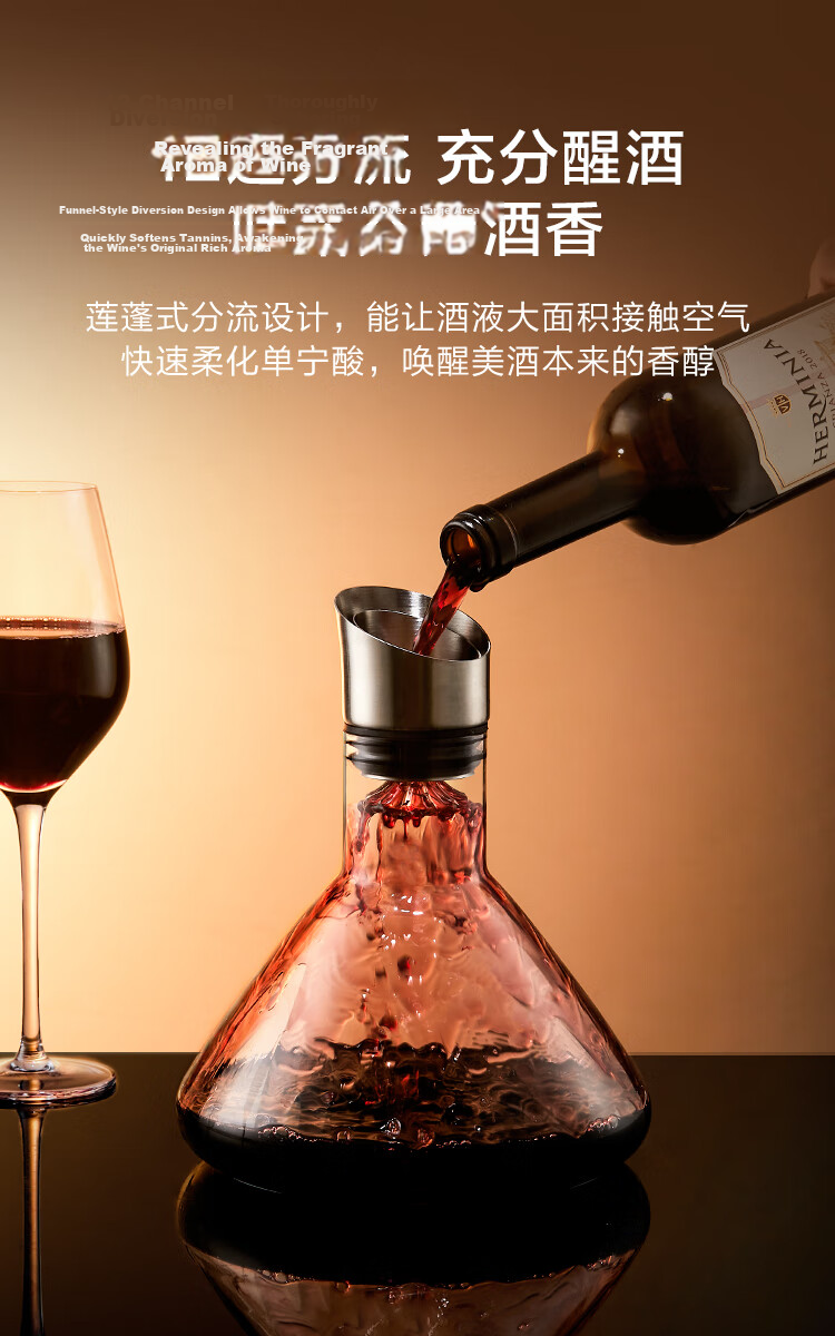 JD Original Wine Set, Stylish Stemware for Red And White Wine, Aerator, 7-Piece Set, Mid-Autumn Festival Gift 7