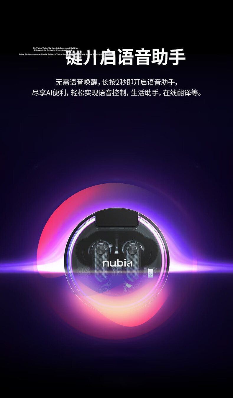 Nubia True Wireless Noise Cancelling In-Ear ANC Bluetooth Earbuds GT Buds Wireless Headphones for Apple iPhone 17 Huawei Xiaomi OPPO Music Gaming Sports 6
