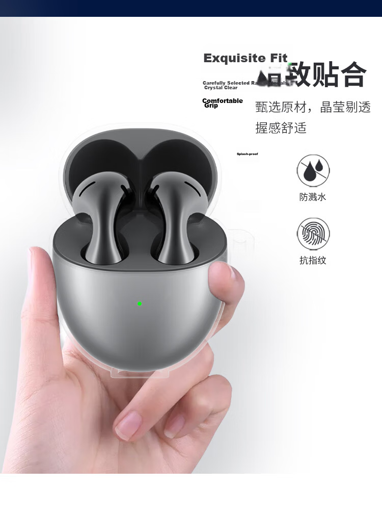 ESCASE Huawei FreeClip2 Protective Case Ear Clip Earphone Cover Wireless Bluetooth Storage Box Drop-proof Dust-proof Transparent Silicone Soft Case Naked Aesthetic + Small Airplane 5