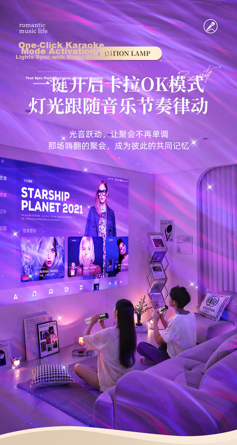 ONEFIRE Aurora Starry Sky Projector Lamp Full Star Bedroom New Year Gift Atmosphere Light Romantic Projector Premium Star Light 18