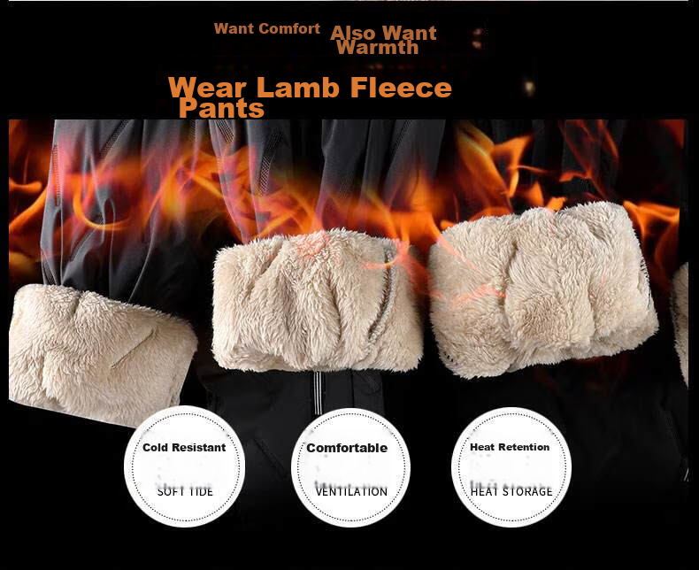 MiiOW Cotton Pants for Men, Winter Casual Plus Size, Fleece-Lined Thick Lambswool, Outdoor Workwear Sports Warm Trousers, Men's Pants 13
