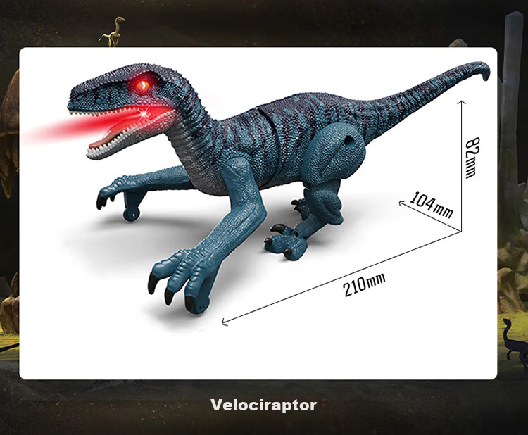 Huashimeng Remote Control Dinosaur Toy, Electric Intelligent Simulated Animal Model, Walks, Makes Sounds, Sprays Mist, Jurassic Velociraptor 8