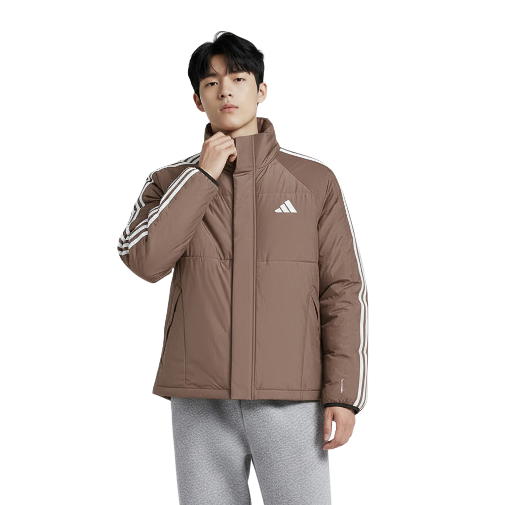 Adidas Men's Sports Style Series 3S LW D JKT Short Down Jacket KC2488 Dark Brown 2XL