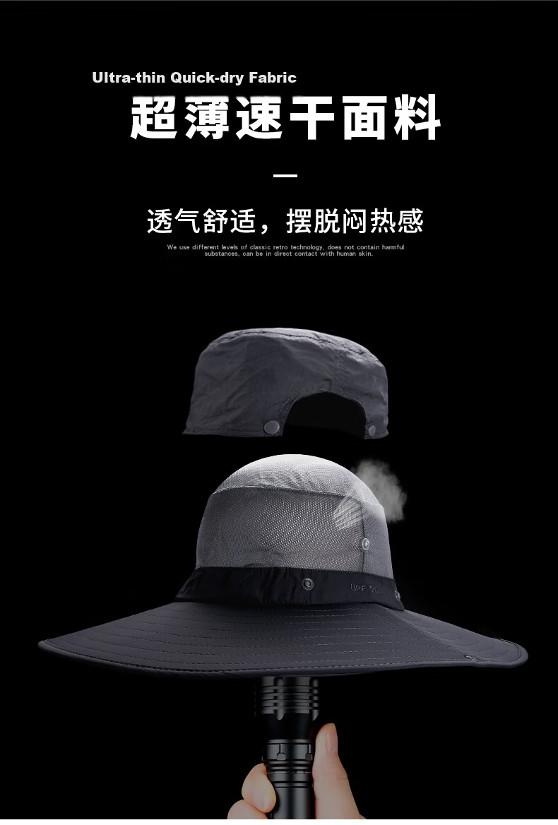 Zhanshuniao (Extra Wide Brim) Large Size Sun Protection Hat for Men, Summer Outdoor Sun Hat, Fisherman Hat for Fishing 13