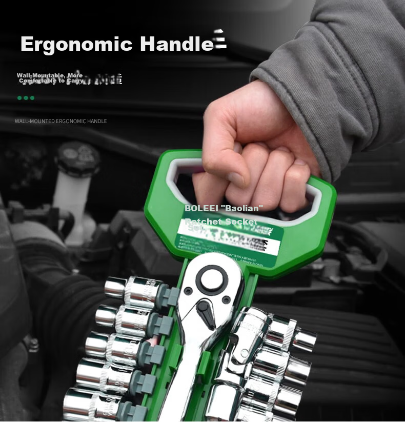 Baolian 1/2 Mini Ratchet 12-Piece Socket Wrench Set Hex Multifunctional Auto Repair Tool Kit 4