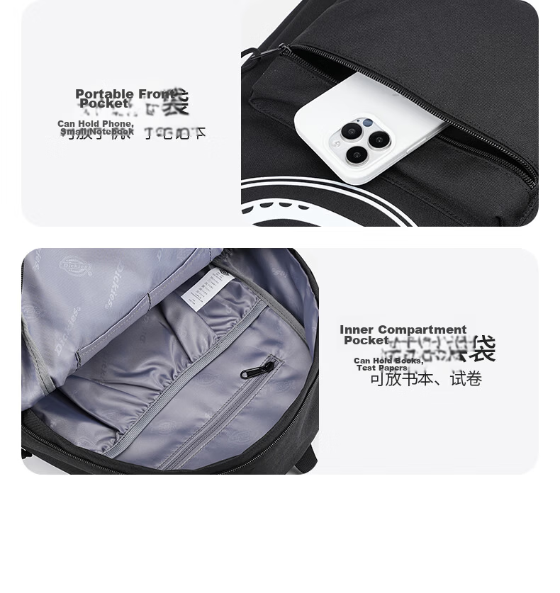 Dickies DK Large Capacity Backpack for Girls, Multi-Compartment School Bag for Middle and High School Students, Outdoor Casual Travel Backpack 7