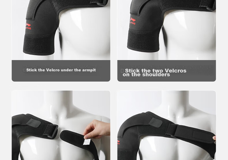 LI-NING Shoulder Support Single Pack Adjustable Breathable Pressure Sports Guard for Fitness Training Left Shoulder Universal Size 22