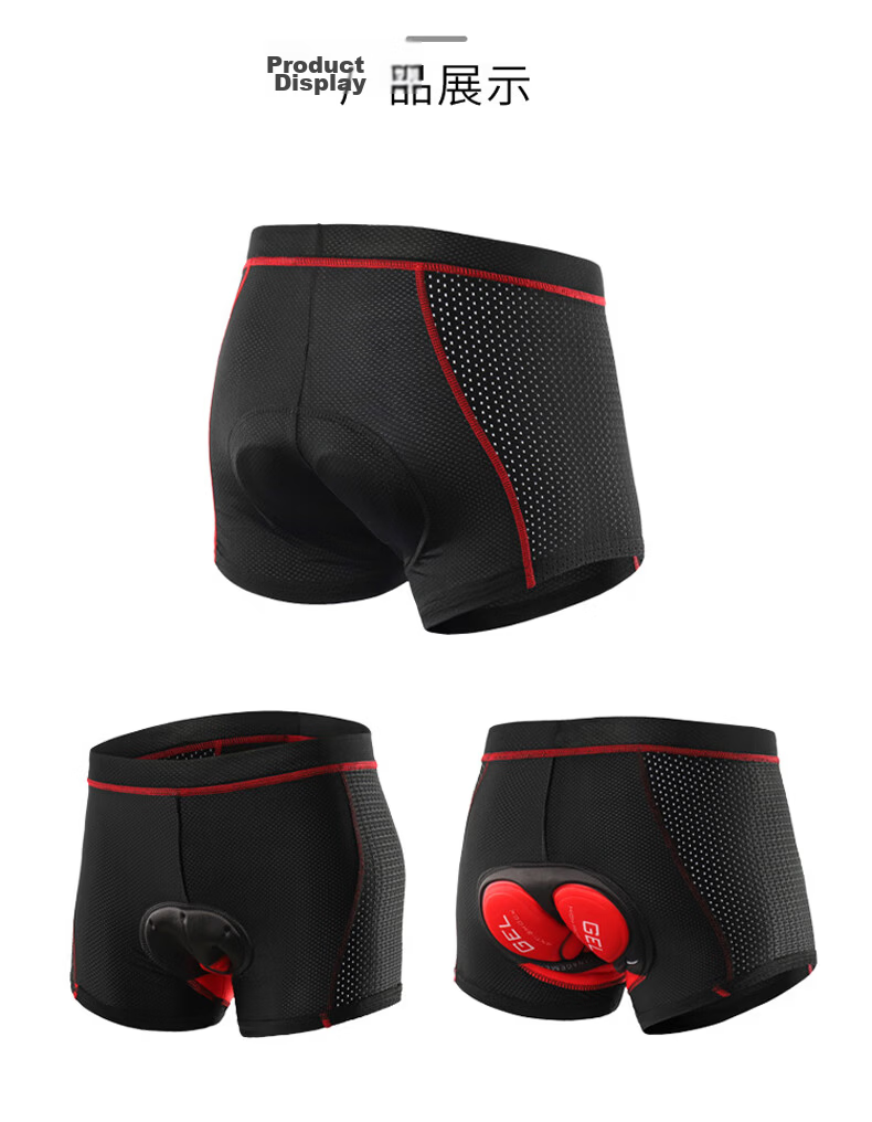 CAVALRY Cycling Shorts with Silicone Gel Pad for Men and Women Mountain Road Bike Shorts Seat Cushion Black Red XXL 11