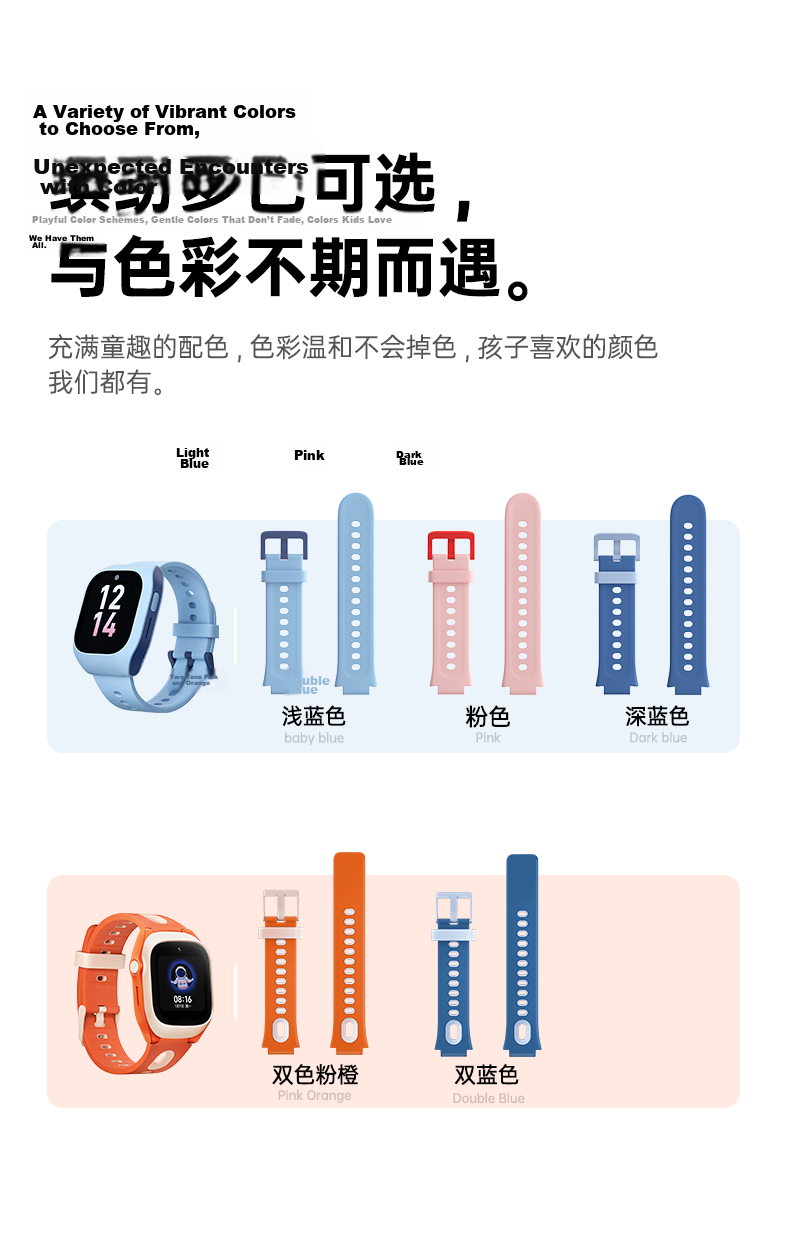 CangHua Compatible with Xiaomi Mi Bunny Children's Smartwatch Strap, Breathable Sports Silicone Wristband for Mi Bunny 7/7X/C7A/C5 Upgraded Version/S1, Unisex, Blue 9