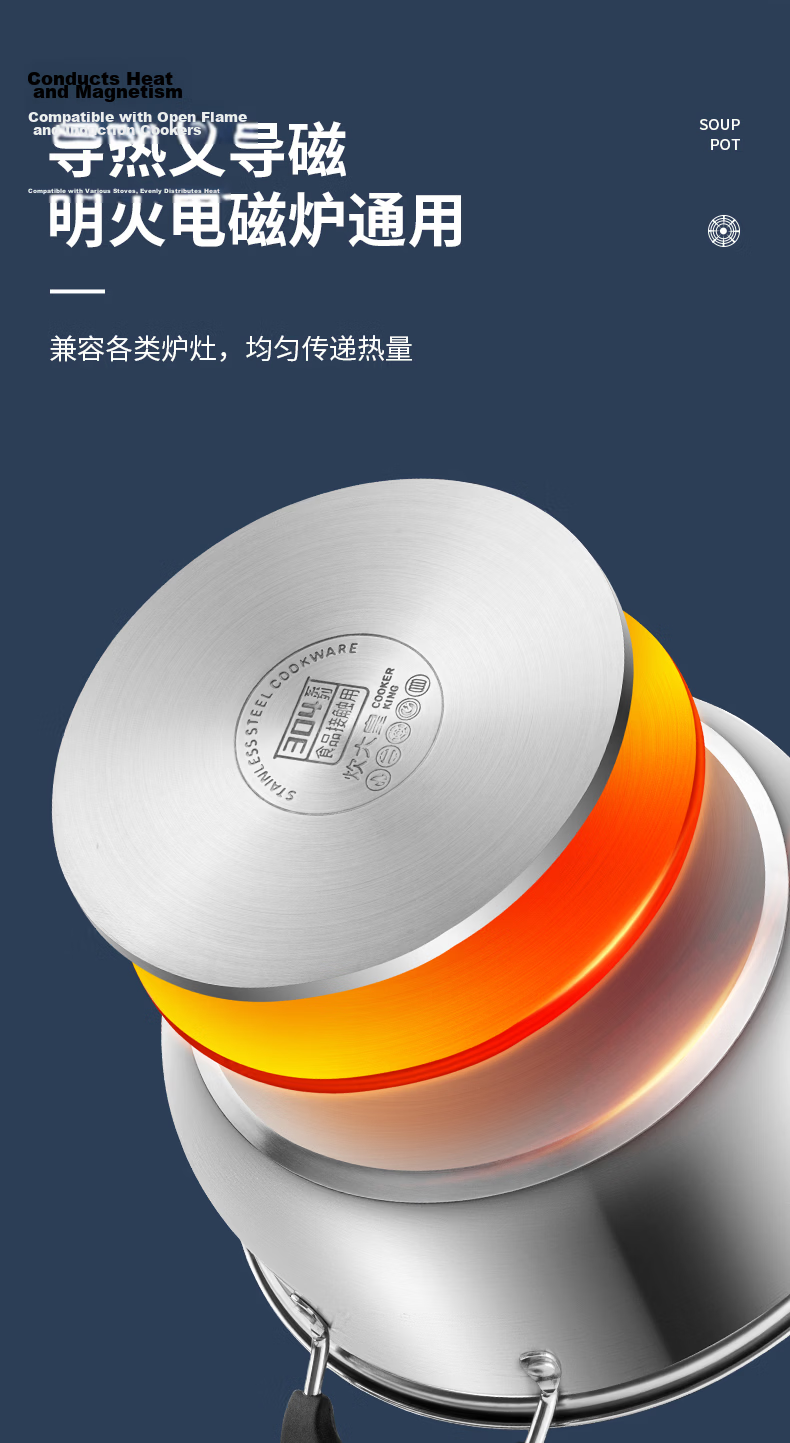 COOKER KING Stainless Steel Thick Soup Pot 316 Non-Coated Small Milk Pot for Noodles, Stewing And Soup Making, 20cm 11