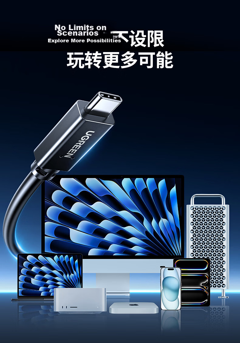 UGREEN USB4 M.2 NVMe External Hard Drive Enclosure, 40Gbps, Compatible with Thunderbolt 3/4, Suitable for Apple Mac Mini Laptop SSD External Solid State Drive 20