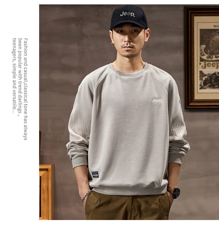 JEEP 2026 Spring And Autumn Loose Comfortable Men's Sweatshirt, Casual Sports Top, Round Neck Long-Sleeve Pullover Sweatshirt for Me 14