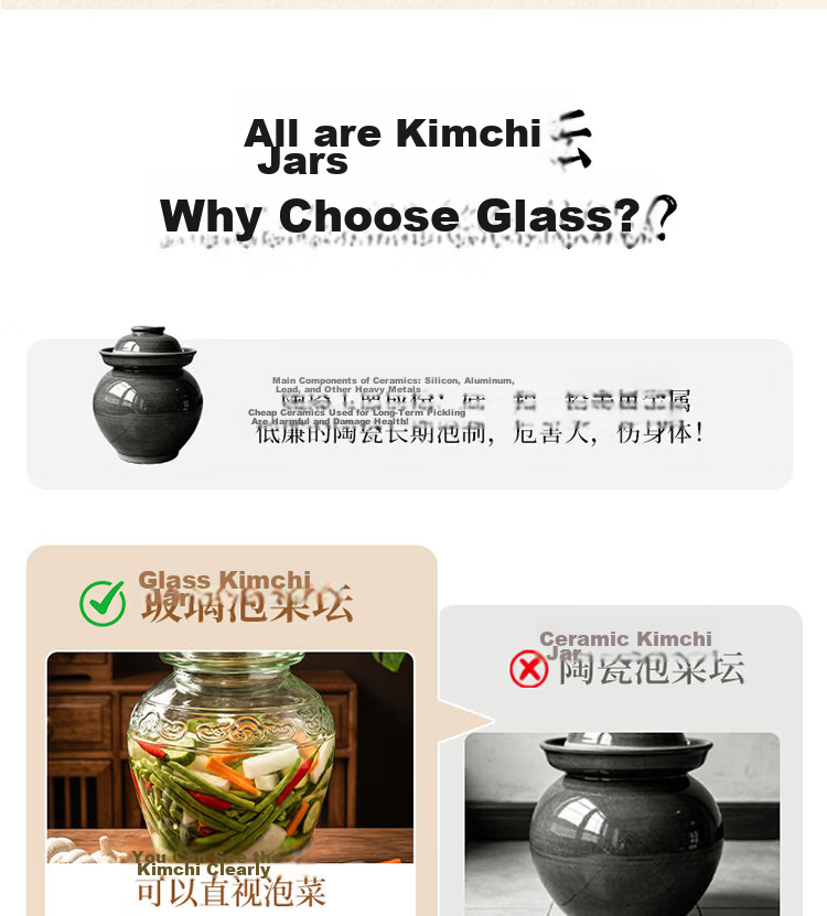 Baijie Glass Kimchi Jar 5 Jin Thickened Sealed Round Mouth Pickle Crock Fermentation Jar Egg Pickling Jar Wine Fermentation Glass Bottle 3