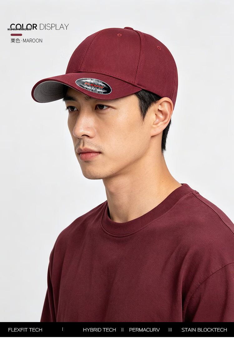 FLEXFIT Captain America Style Full-Coverage Large Head Baseball Cap Unisex High-Top Sun Protection Outdoor Casual Visor Hat 13