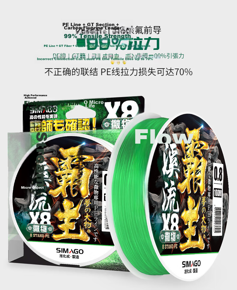 SIMAGO Ximando 8-Strand PE Line Smooth Long Cast High Strength Imported Braided Fishing Line 100m 0.6# 16