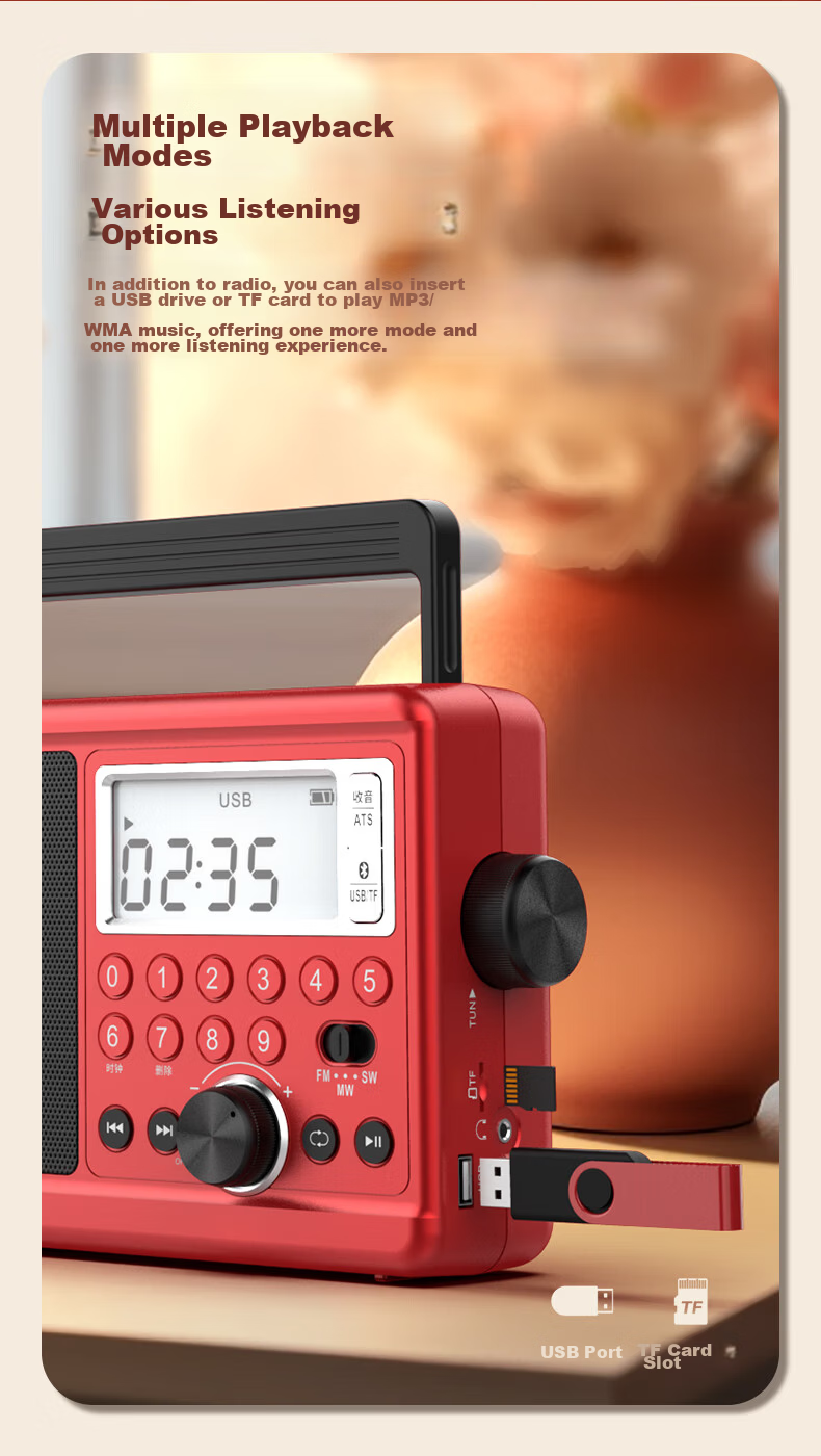 Panda T-37 Traditional Large Desktop Rechargeable Lithium Battery Three-Band Full Band Frequency Radio, Gift for Elderly, Semiconductor (AC/DC Not Supported) 8