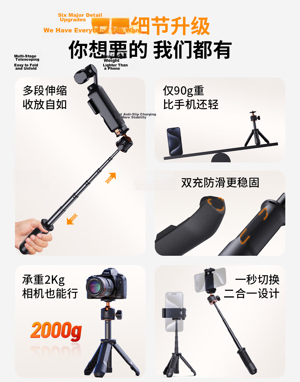 Zhuoer [Over 100K Sold Online] Universal Multi-Functional Desktop Mount and Car Expansion Adapter for DJI Osmo Pocket 3/4 Camera 6