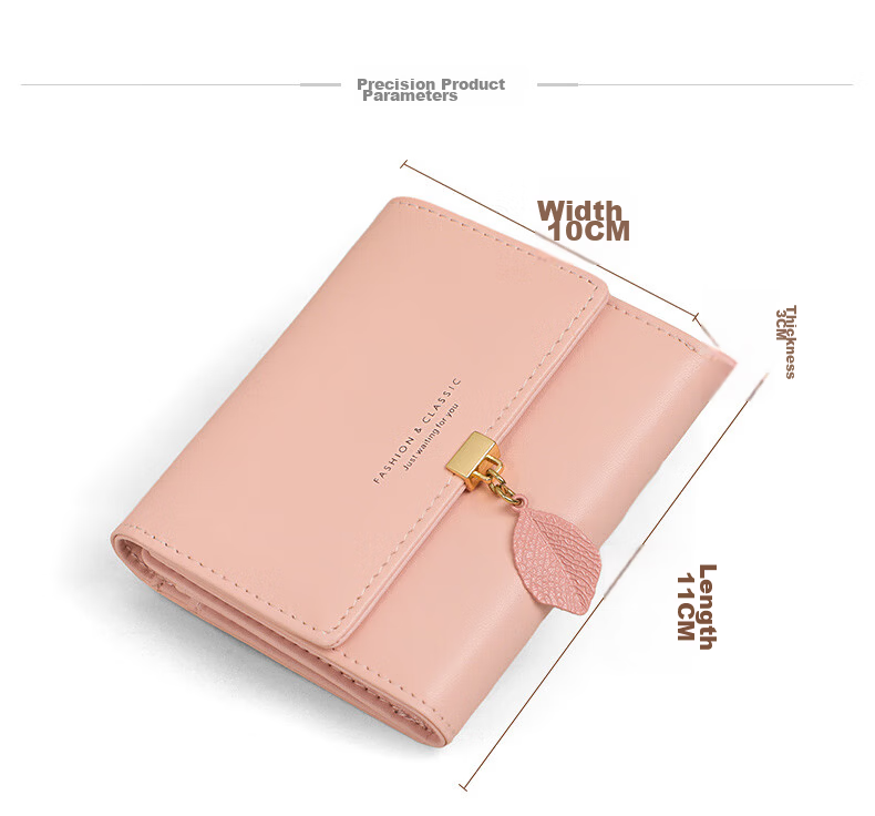 Viney Genuine Leather Women's Short Folding Wallet Multi-Card Holder Luxury Multifunctional Large Capacity Student Coin Purse 8
