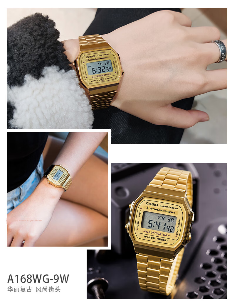 Casio Retro Square Digital Watch for Students, Unisex, A168WERB-2A 15