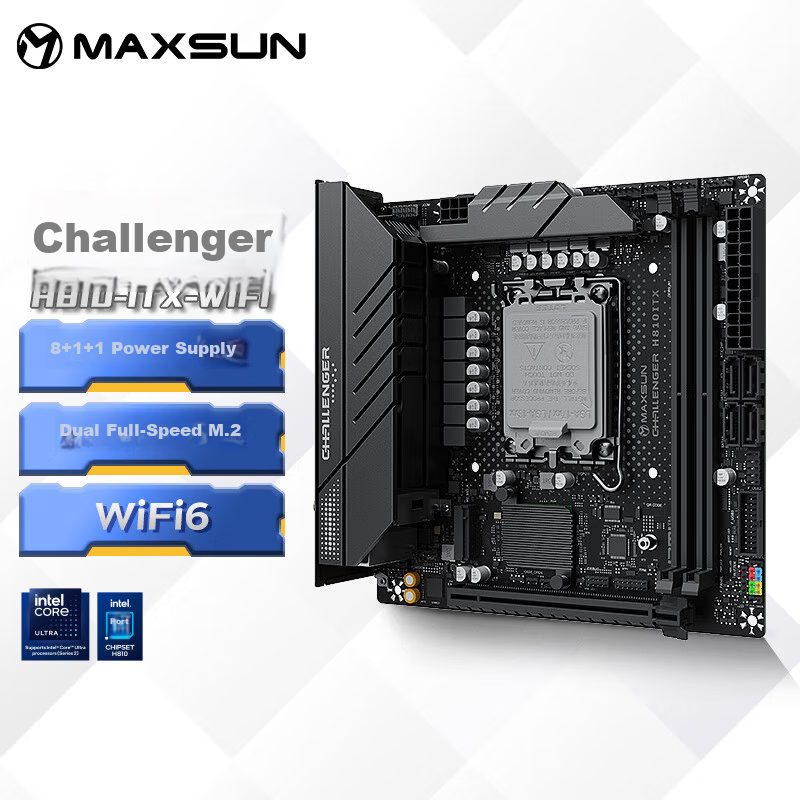 MAXSUN MS-Challenger H810ITX WIFI DDR5 CPU 245K/265KF Supported (Intel H810/LGA 1851) Motherboard