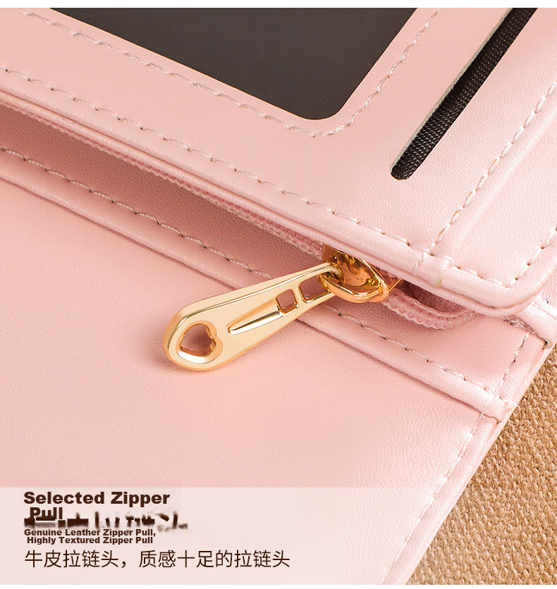 Viney Genuine Leather Women's Short Folding Wallet Multi-Card Holder Luxury Multifunctional Large Capacity Student Coin Purse 19
