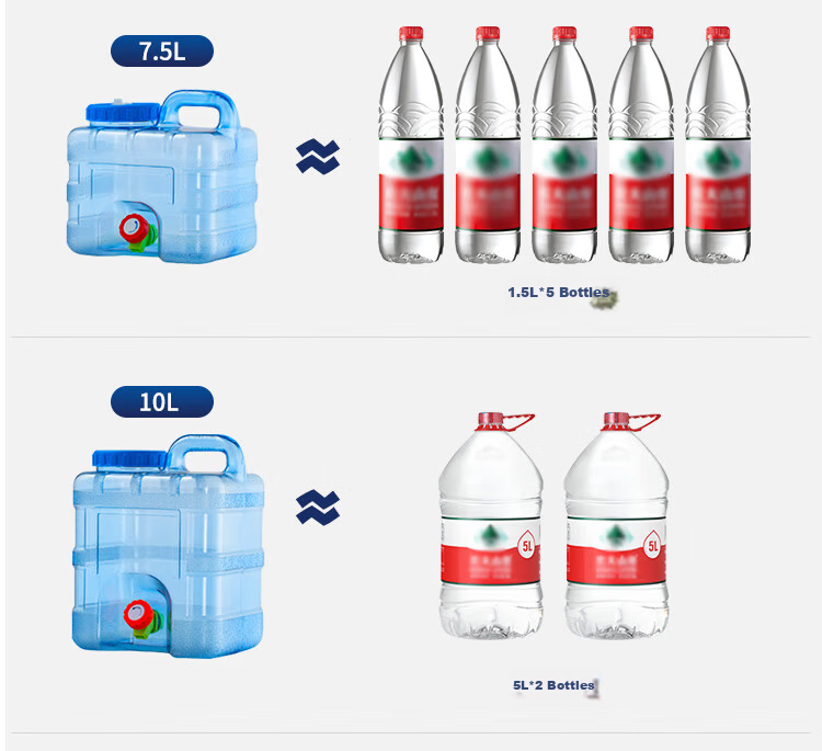 MAXCOOK Pure Water Bucket Mineral Water Bucket with Tap 10L Portable Outdoor Square MCX1856 14