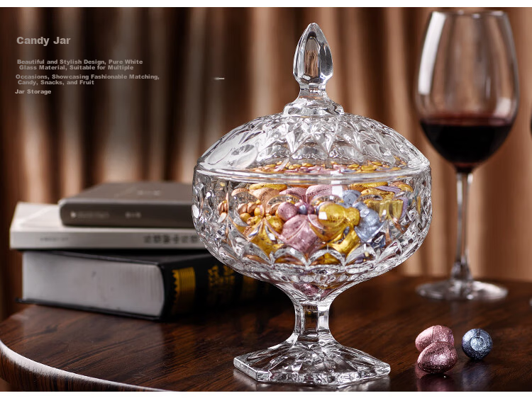 Green Apple Mid-Autumn National Day European Style Glass Candy Jar Storage Jar Fruit Plate Fruit Bowl 6.3 Inch 8