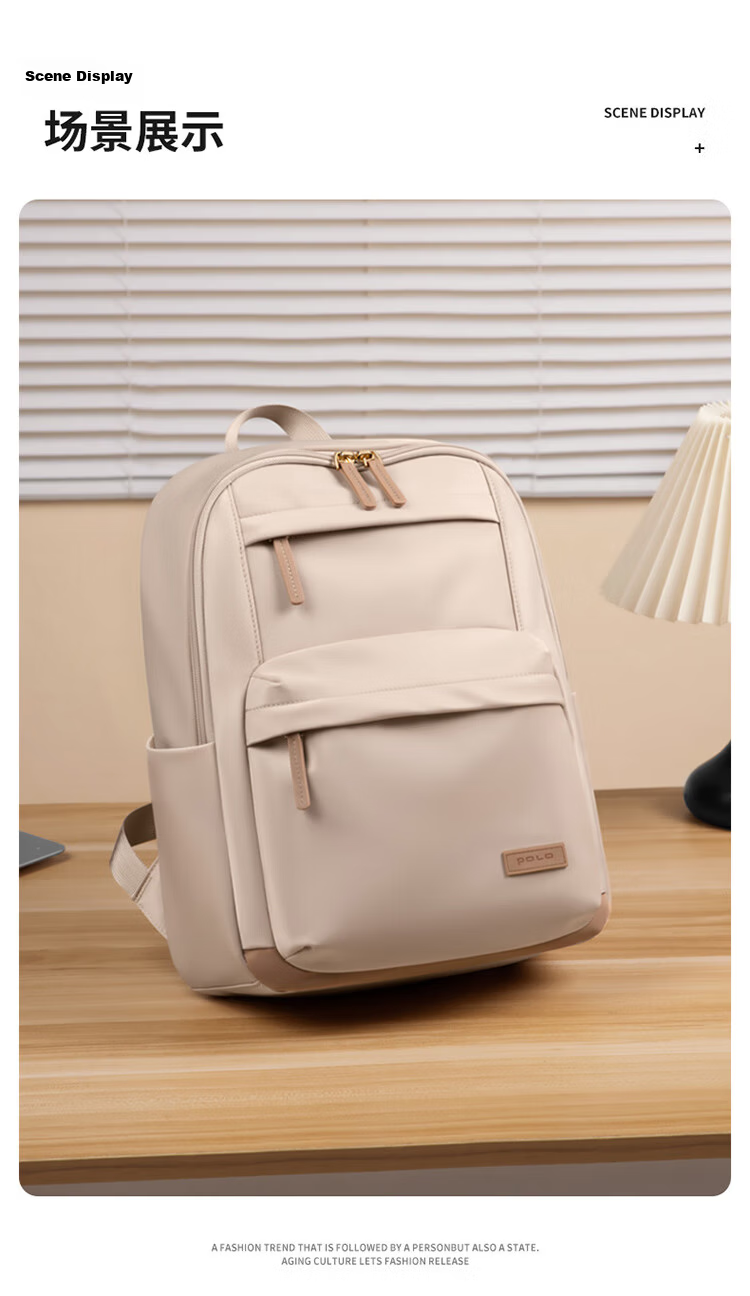POLO Women's Backpack High-End 14-Inch Laptop Bag Large Capacity Student School Bag Travel Backpack Birthday Gift 19