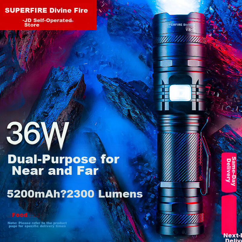 SupFire V8-S Flashlight, High-Intensity Torch, Compact Mini Zoomable Long-Range Ultra-Durable Bright Outdoor Cycling Lamp