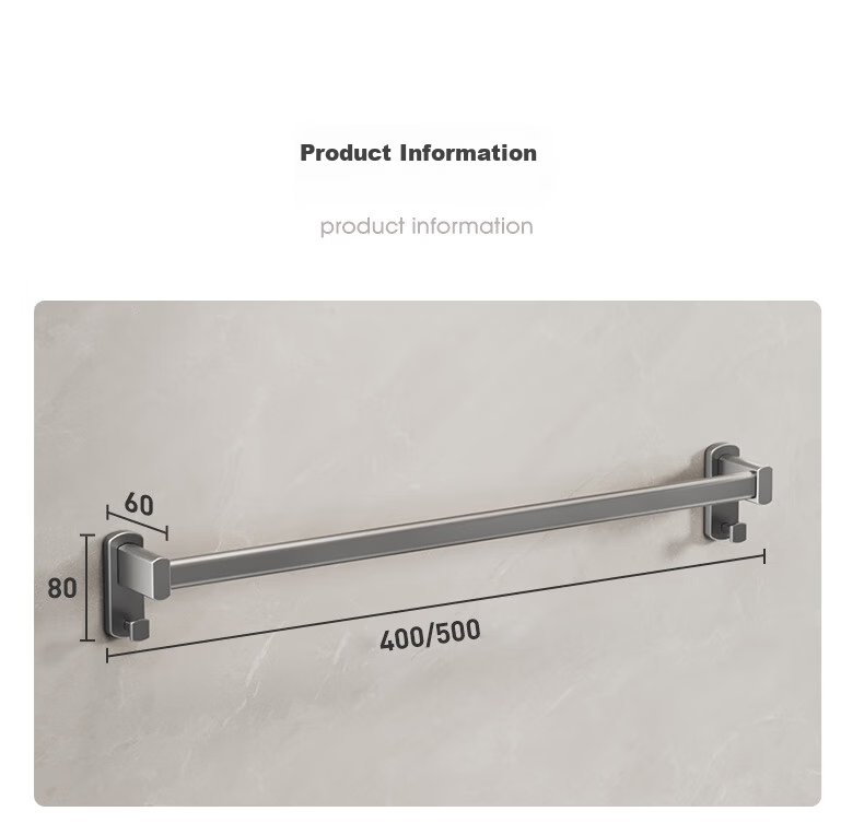 Cobbe Bathroom Towel Rack, No Drilling Required, Space Aluminum Towel Bar, Extremely Simple Design, Gunmetal Gray 9