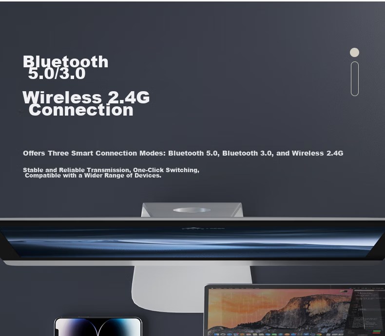 B.O.W Hangshi K670DL Dual-Mode Wireless Bluetooth Charging Keyboard Office Tablet Mobile Laptop iPad Silent Keyboard 106 Keys Black Gray 5
