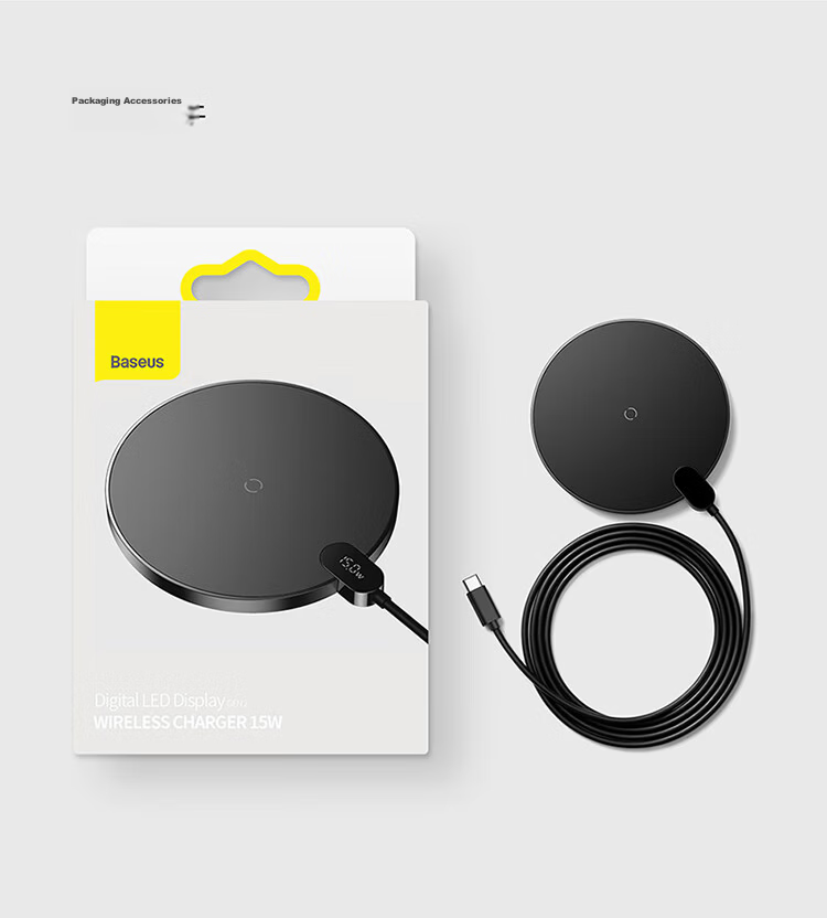 Baseus 15W Wireless Charger with Digital Display Fast Charging for iPhone 17/16/15/14/13 Pro Max Huawei Xiaomi Samsung Phone Charging Pad Earphone Stand 17