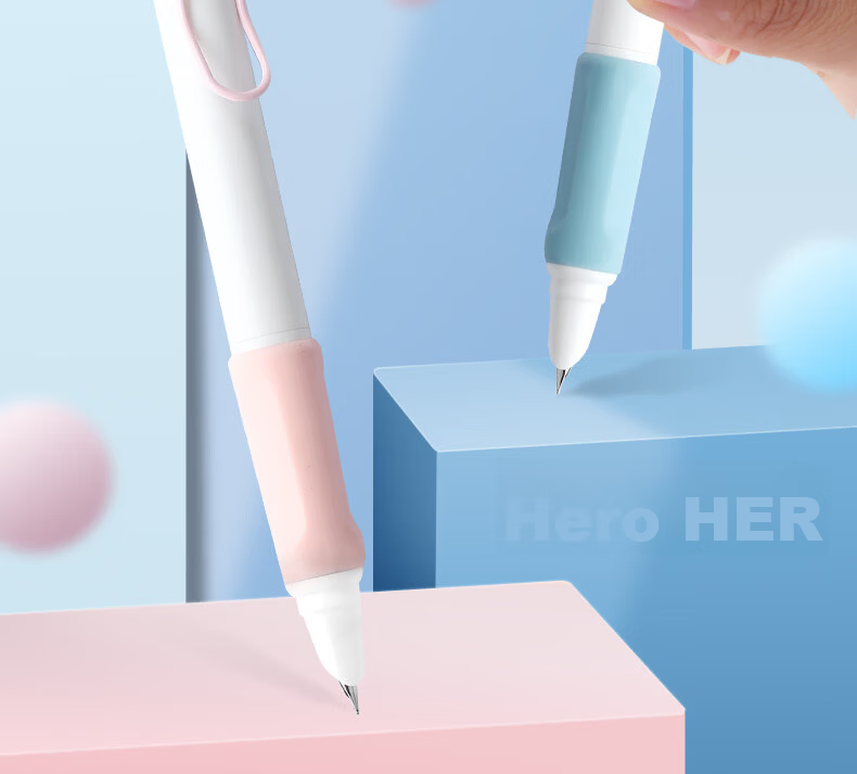 HERO P320 Fountain Pen, Xingqi Cang Ergonomic Push-Button Fountain Pen for Third Grade Elementary School Students' Handwriting Practice, Iridium Nib, Starlight Blue, EF Extra Fine Nib 2