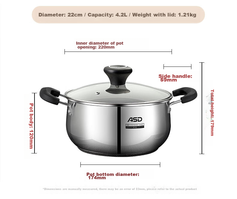 ASD Soup Pot, 304 Stainless Steel Small Steamer, with Steamer Insert Stew Pot, 24CM Gas And Induction Compatible Milk Pot B1-Z 14