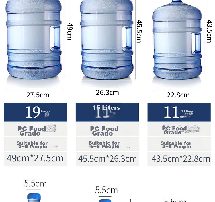 BJ Pure Water Container, Food-Grade PC Bottled Water And Mineral Water Container, Drinking Water Dispenser Bottle, Portable Outdoor Container, Xiaomanyao Bottle, Large Capacity 7.5L 9
